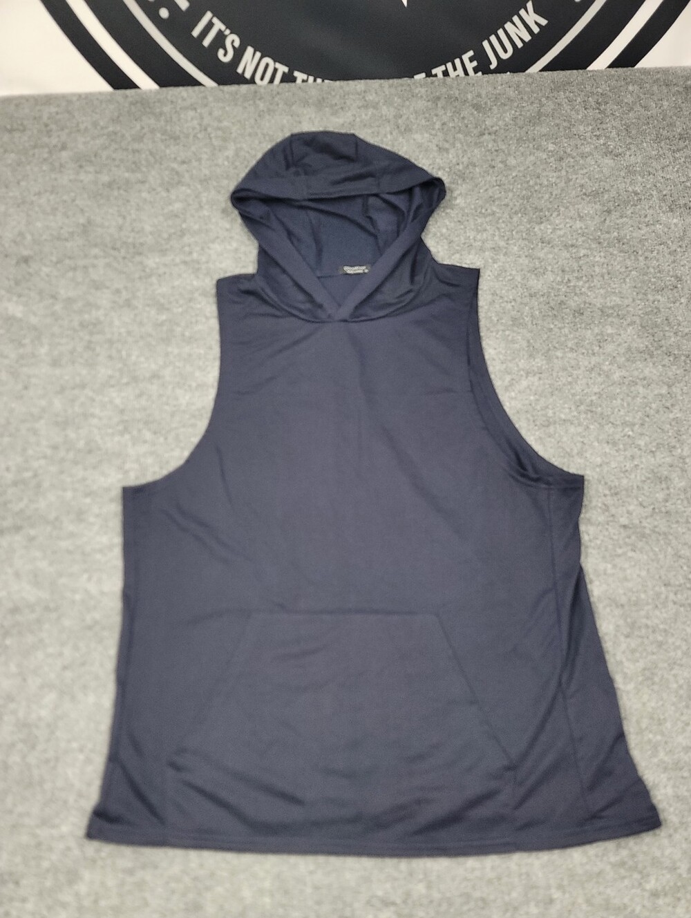 COOFANDY Mens Sleeveless Hooded Workout Hoodie Tank Navy Blue Size XL